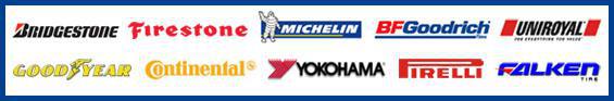 We carry prodcuts from Bridgestone, Firestone, Michelin, BFGoodrich, Uniroyal, Goodyear, Continental, Yokohama, Pirelli, and Falken.