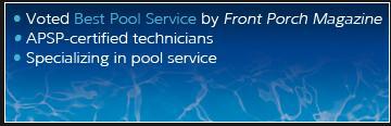Voted Best Pool Service by Front Porch Magazine. APSP-certified technicians. Specializing in pool service.