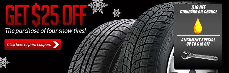 Take up to $100 off when you buy a set of four tires using your Bridgestone Autopass Card.