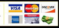 We accept the following forms of payment: Visa, MasterCard, Discover, American Express, Firestone, and cash.