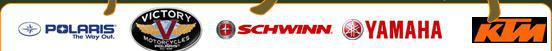 We carry Polaris, Victory, Schwinn, Yamaha, and KTM products.