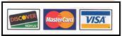 We accept Discover, MasterCard, and Visa.