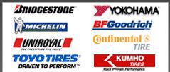 We carry Bridgestone, Yokohama, Michelin, BFGoodrich, Uniroyal, Continental Tire, Toyo Tires, and Kumho Tires products.