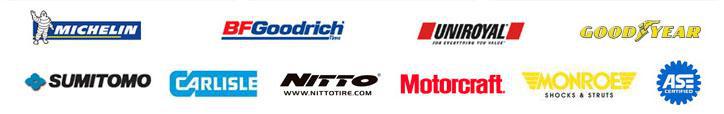 We carry products from Michelin, BFGoodrich, Uniroyal, Sumitomo, Goodyear, Carlisle, and Nitto.