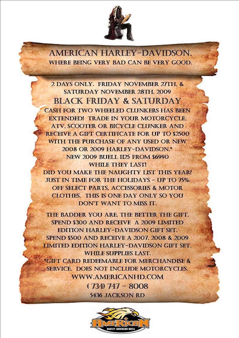 American H-D Black Friday Weekend