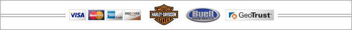 We accept Visa, MasterCard, American Express and Discover. Brands we carry include Harley-Davidson® and Buell. This site is secured by GeoTrust.