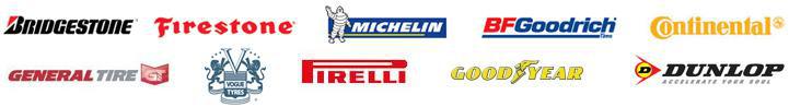 Brands we carry include Bridgestone, Firestone, Michelin, BFGoodrich, Continental, General Tire, Vogue, Pirelli, GoodYear, and Dunlop.