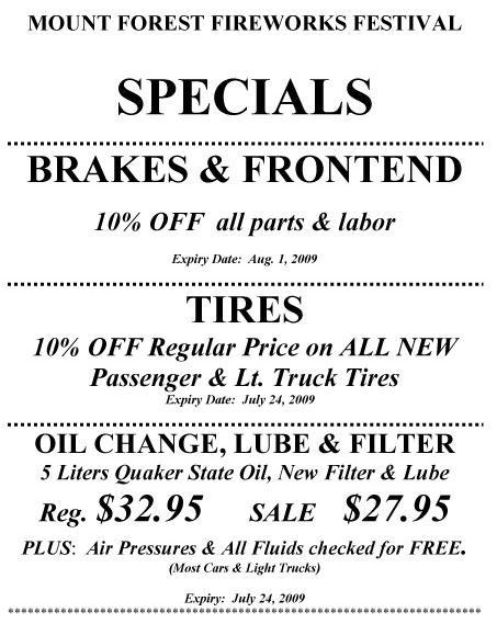 Mount Forest Fireworks Festival Specials