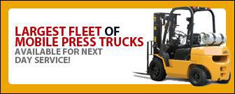 We have the largest fleet of mobile press trucks. They are available for next day service!