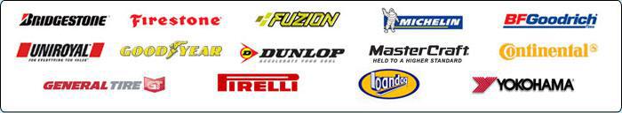 We carry products from Bridgestone, Firestone, Fuzion, Michelin, BFGoodrich, Uniroyal, Goodyear, Dunlop, Mastercraft, Continental, General, Pirelli, Yokohama, and Bandag.