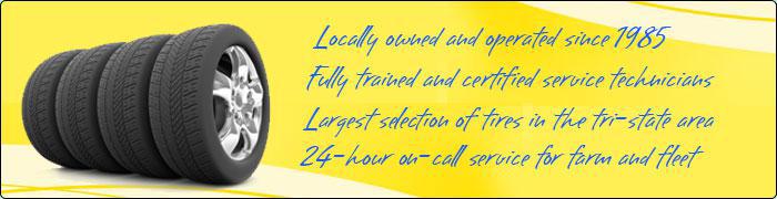 Summy Tire, Inc. has been locally Locally owned and operated since 1985 with fully trained and certified service technicians. We have the largest selection of tires in the tri-state area! 24-hour on-call service for farm and fleet