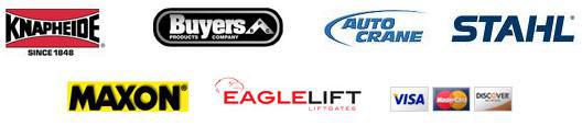 We carry Knapheide, Buyers, Autocrane, Eagle Lift Gates, Maxon, and Stahl products. Wa accept Visa, Mastercard, and Discover.