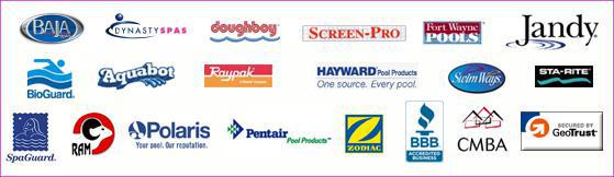 We carry Baja, Dynasty Spas, Doughboy, Screen-Pro, Fort Wayne Pools, Jandy, BioGuard, Aquabot, Raypak, Hayward, SwimWays, Sta-Rite, SpaGuard, Ram, Polaris, Pentair, and Zodiac products.