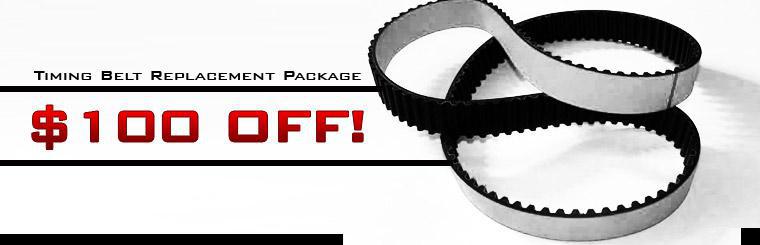 Save $100 on our timing belt replacement package. Click here to print coupon.