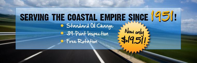 Get a standard oil change, 39-point inspection, and free rotation for only $19.51!