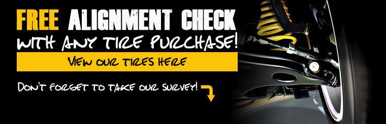 Get a free alignment check with any tire purchase!