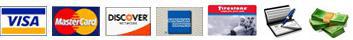 Visa, MasterCard, Discover, American Express, Firestone Credit Card, Cash and Checks 