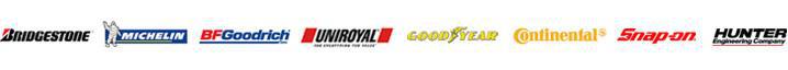 We carry products from Bridgestone, Firestone, BFGoodrich, Uniroyal, Goodyear, Continental, Snap-On, and Hunter.
