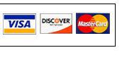 We accept Visa, Discover, and MasterCard.