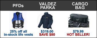 Featured Products - PFDs, Valdez Parkas, and Cargo Bags