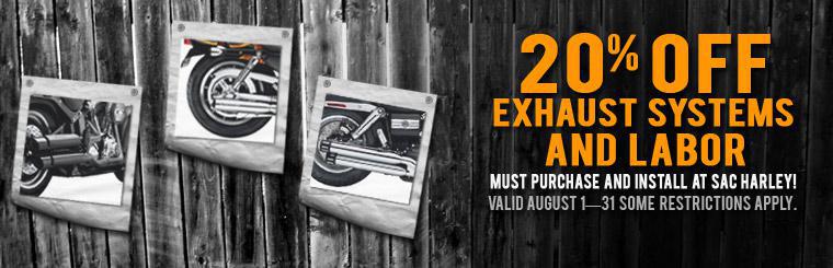 Take 20% off exhaust systems and labor.