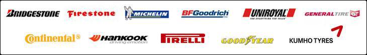 We carry products from Bridgestone, Michelin, BFGoodrich, Uniroyal, Goodyear, Continental, Hankook, Pirelli, Goodyear, and Kumho Tyres.