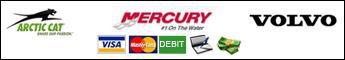 We proudly carry Arctic Cat, Mercury, and Volvo.  We gladly accept Visa, MasterCard, debit, and personal checks!