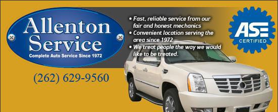 Allenton Service (262) 629-9560. Fast, reliable service from four fair & honest mechanics. Convenient location serving the area since 1972. We treat people the way we would like to be treated. ASE certified.