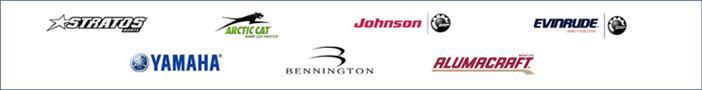 We carry products from Stratos, Arctic Cat, Johnson, Evinrude, Yamaha, SouthWind, Azure, Bennington, and Alumacraft.