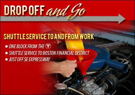 Drop Off and Go: Try our shuttle service to and from work! We are one block from the T, just off the SE Expressway. We also offer shuttle service to the Boston Financial District.