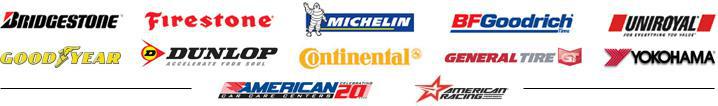We carry products from Bridgestone, Firestone, Michelin, BFGoodrich, Uniroyal, Goodyear, Dunlop, Continental, General, Yokohama, and American Racing Wheels. We are an American Car Care Center.