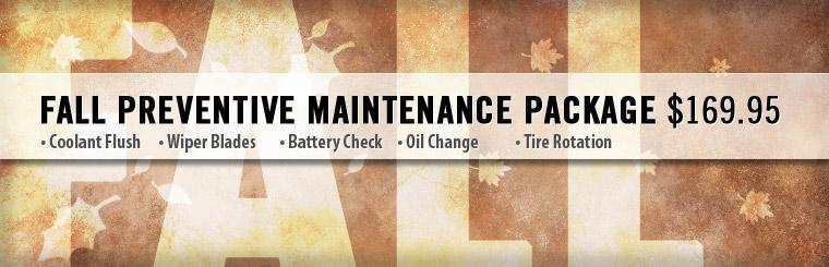 Get our fall preventive maintenance package for only $169.95! Click here for details and coupon.