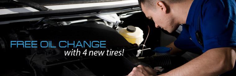 Get a free oil change with the purchase of four new tires.