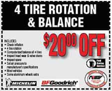 4 Tire Rotation & Balance - $20 OFF