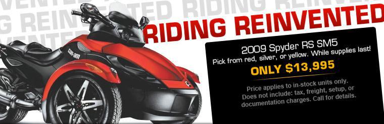 Get a 2009 Spyder RS SM5 for only $13,995. Click here to check it out.