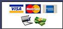 We accept Visa, MasterCard, American Express, checks, and cash.