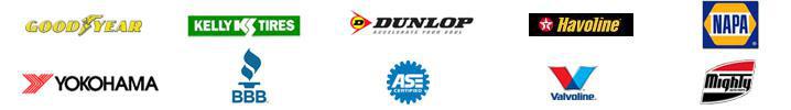 We carry products from Goodyear, Kelly Tires, Dunlop,  Havoline, Napa, Yokohama, Valvoline, and Mighty.