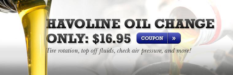 Get a Havoline oil change for only $16.95! Click here for coupon.
