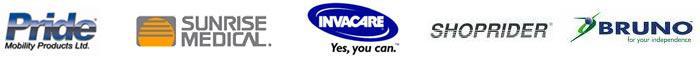 We carry products from Pride, Sunrise Medical, Invacare, Shoprider, and Bruno.