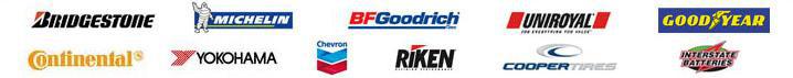 We carry products from Bridgestone, Michelin, BFGoodrich, Uniroyal, Goodyear, Continental, Yokohama, Chevron, Riken, Cooper, and Interstate Batteries.