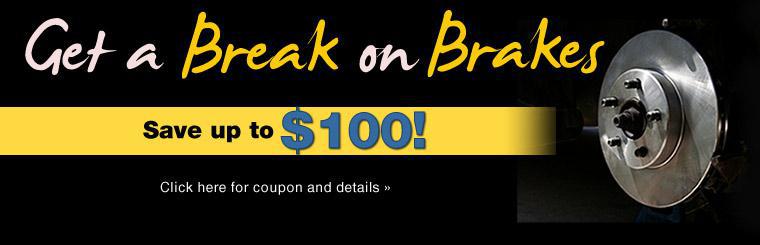 Save up to $100 on brake service with this coupon.