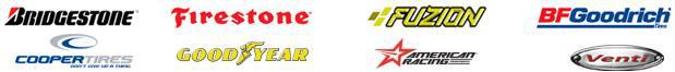 We carry products from Bridgestone, Firestone, Fuzion, BFGoodrich, Cooper, Goodyear, American Racing, and Ventl.