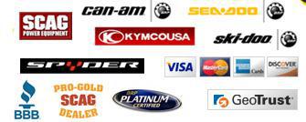We carry Arctic Cat, Scag, Can-Am, Sea-Doo, KYMCO USA, Ski-Doo, and Spyder products. We accept Visa, MasterCard, Discover, and American Express. We are accredited by the BBB. We are a Pro-Gold dealer for Scag and a BRP platinum certified dealer.