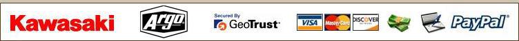 We provide products from Kawasaki and Argo. This site is secured by GeoTrust. We accept Visa, Mastercard, Discover, cash, checks, and payment through PayPal.