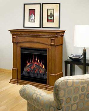 CFP3920A Traditional Compact Fireplace—shown with amaretto finish mantel