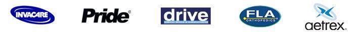 We carry products Invacare, Pride, Drive, FLA Orthopedics, and Aertex.