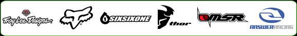 We carry Troy Lee Designs, Fox, SixSixOne, Thor, MSR, and Answer Racing products.