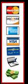 MasterCard, Discover, American Express, Visa, Goodyear Card, Check, Cash