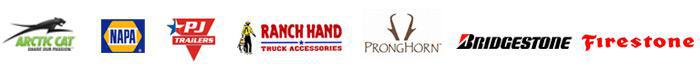We carry products from Arctic Cat, NAPA, PJ Trailers, Ranch Hand, Pronghorn, Bridgestone, and Firestone.