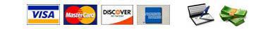 We accept the following methods of payment: Visa, MasterCard, Discover, American Express, check, and cash.